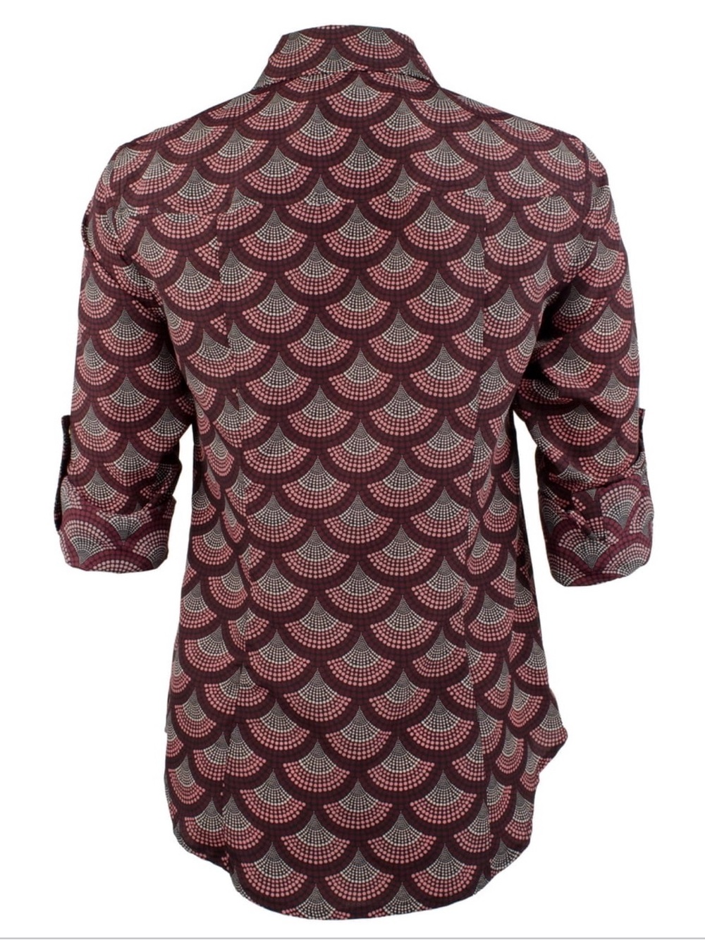 Michael Kors Womens Burgundy Zip-Front Shirt top blouse adjustable sleeves XL - Picture 2 of 11